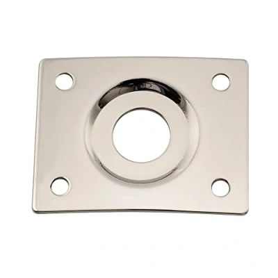 Image of Musiclily Pro 10mm Steel Curved Recessed Rectangle Jack Plate for Electric Guitar Bass, Nickel