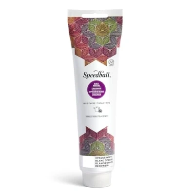 Image of Speedball 150ml 5 oz Fabric Block Printing Ink Opaque White, Printmaking Ink, No Heat Set Required, Touch Dry