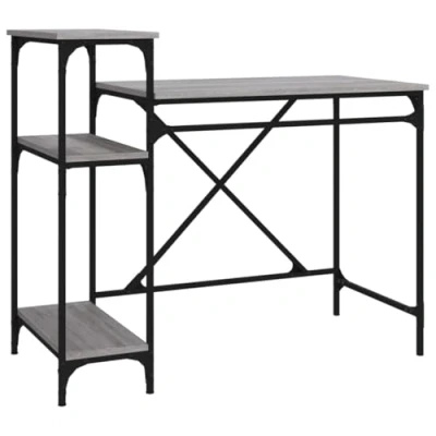Image of vidaXL Industrial Grey Sonoma Desk with Shelves, 105x50x90 cm, Composed of Engineered Wood and Iron, Complete Storage Features