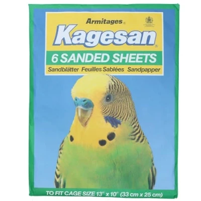 Image of AB Tools 6 Sanded Sheets Sandpaper Cage Lining Budgies Caged Birds 25x33cm