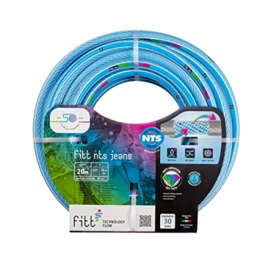 Image of FITT NTS JEANS 1/2&quot; (12,5mm) 20 m Strong and malleable light blue Garden Watering Hose for intensive Use, featuring Exclusive Technologies