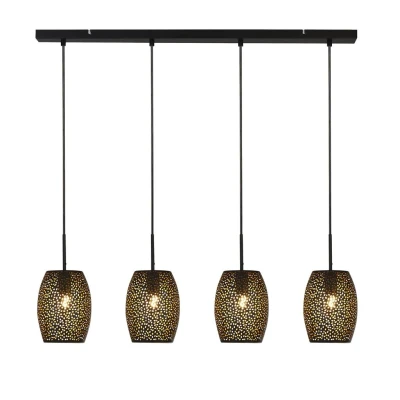 Image of Laser 4 Light Bar Pendant, Black And Gold