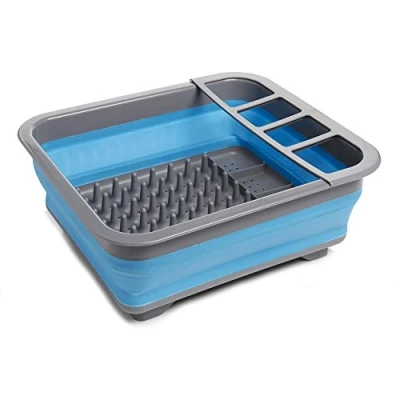 Image of Collapsible Folding Silicone Dish Drainer Camping Caravan Boat Drying Rack