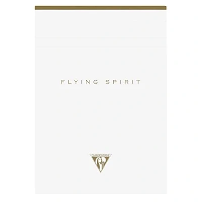 Image of Clairefontaine 104636C A glued pad with Flying Spirit Kraft letterhead 140 detachable ivory pages 14.8x21cm 90g lined, laminated white card cover, random pattern
