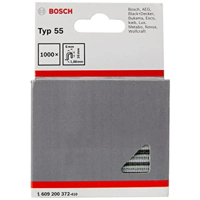 Image of Bosch Professional 1000x Narrow Crown Staple Type 55 (Textiles, Carton, Foil, 6 x 1.08 16 mm, Accessories Tacker, Gun)