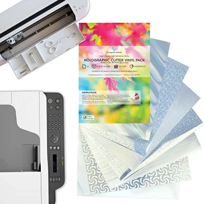 Image of Evergreen Goods A4 Self Adhesive Holographic Vinyl for Cricut Cutters Waterproof Inkjet Printable Space Pack, 14 Sheets