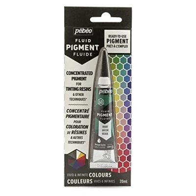 Image of Pebeo Fluid Liquid Pigment Concentrate Resin Mixable Colours Opaque or Transparent Effect Natural Origin Green 20 ml,