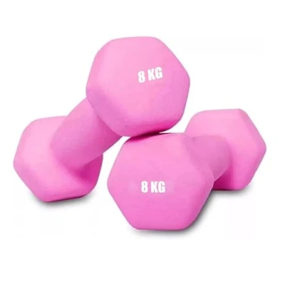Image of Neoprene Dumbbells Weights Iron Hand Pair Aerobic Workout Fitness Home Gym Comfortable To Hold and Soft on Floors Excellent Accessories For Toning Strength Workouts (Pink, 8Kg Pair)