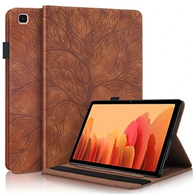 Image of Succtop Case for Galaxy Tab A7 10.4&quot; 2020, Folio Flip PU Leather Cover Pen Holder Standing Wallet Protective Tablet Samsung T500/T505/T507, Brown