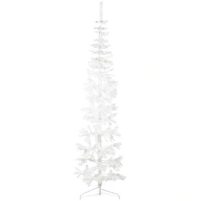 Image of vidaXL Slim Artificial Half Christmas Tree with Stand White 210 cm