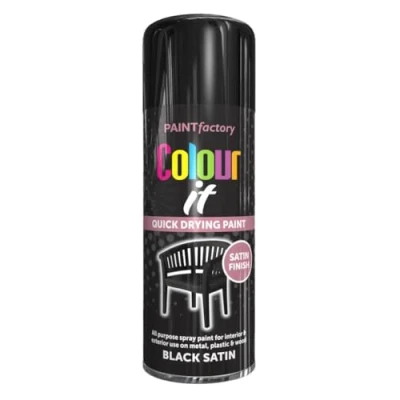 Image of AlezyB 2 x Black Satin 400ml All Purpose Spray Paint Use on Metal, Wood, Plastic and Multipurpose Aerosol Professional Quality Perfect Finish, for Interior Exterior Excellent Coverage