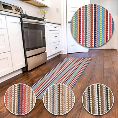 Image of eXtreme MULTI COLOURED MODERN WASHABLE NON SLIP KITCHEN UTILITY HALL LONG RUNNER DOOR MAT RUG (Multi, 200 x 67cm)