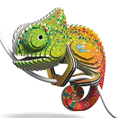 Image of EUGY EH 075 Chameleon 650075, 3D Puzzle for Children and Adults to Assemble, DIY Animal Figure, Craft Set from 6 Years