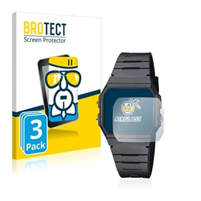 Image of brotect Glass Screen Protector Film compatible with Casio Collection Unisex F 91W (3 Pack) Foil Protection [Scratch Resistant, High Clarity]