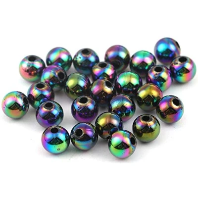 Image of Julz Beads 200 Purple/Green Acrylic Round 6mm Iridescent AB Coated Shimmer J119333U