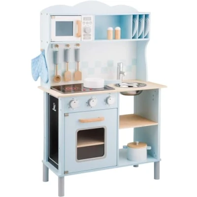 Image of New Classic Toys Modern Kitchenette Electric Cooking, Blue/Natural