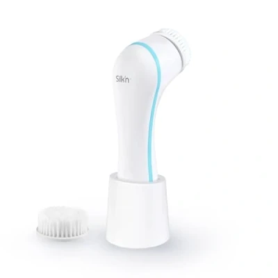 Image of Silk&#039;n I Facial Cleansing Brush Pure Blue for Radiant Skin Patented 360 Vibration Technology Color White