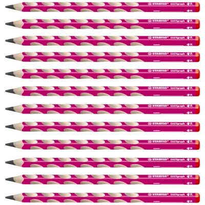 Image of Ergonomic Graphite Pencil STABILO EASYgraph Right Handed Pack of 12 Pink HB