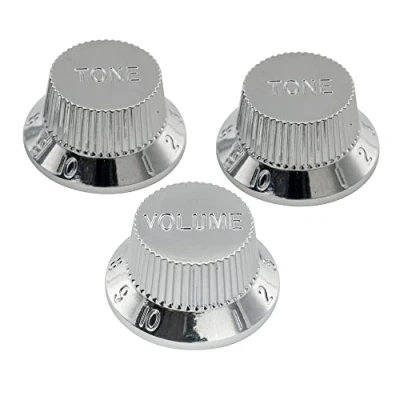Image of Musiclily Pro Inch Size 1 Volume 2 Tone Knobs Set for USA Made Strat Style Electric Guitar, Chrome