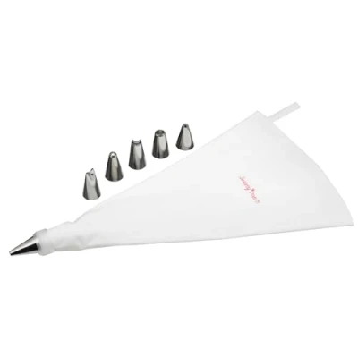 Image of KitchenCraft Sweetly Does It Piping Bag and Icing Nozzles, 8 Piece Cake Decorating Starter Set