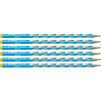 Image of Thin Ergonomic Graphite Pencil STABILO EASYgraph S Left Handed Pack of 6 Blue HB