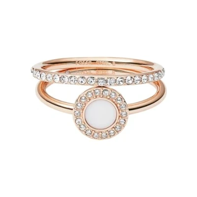 Image of Fossil Ring for Women , Rose Gold Stainless Steel Ring, JF02666791