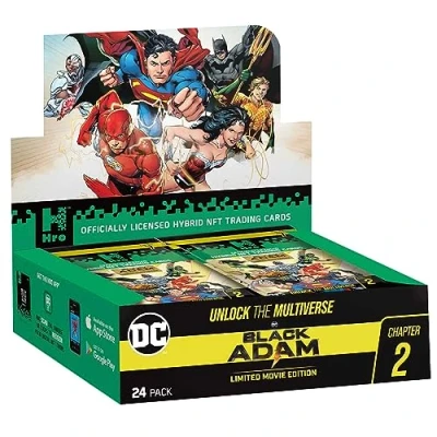 Image of HRO DC Unlock The Multiverse Black Adam 24 Pack Mega Booster Box Hybrid NFT Trading, 168 Cards