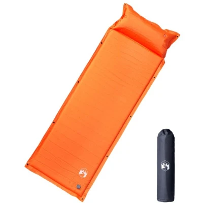 Image of vidaXL Self Inflating Camping Mattress with Pillow 1 Person Orange