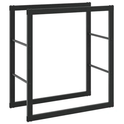 Image of vidaXL Firewood Rack Black 55x30x61 cm Steel Indoor/Outdoor Log Holder
