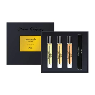 Image of Scent Odyssey Junoon by Rasasi for Men 3 Pc Gift Set 0.25oz Satin EDP Spray, Velvet Leather Spray