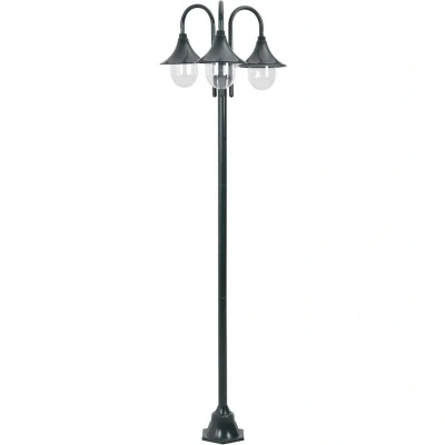 Image of vidaXL Garden Post Light E27 220 cm Aluminium 3 Lantern Dark Green