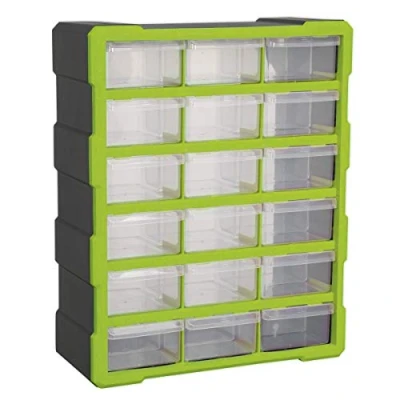 Image of Sealey Cabinet Box 18 Drawer Hi Vis Green/Black