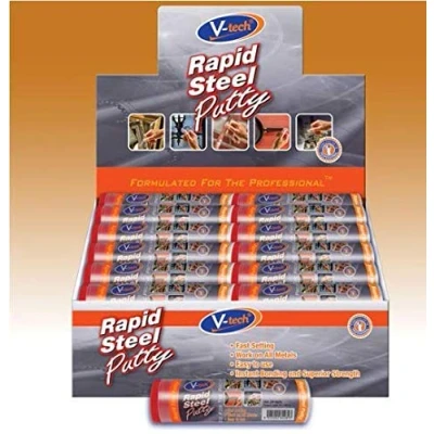 Image of Streetwize VT 1382OZ Rapid Steel Putty 2 Ounce Instant Bonding Epoxy Fast Setting &amp; Quick Drying Bonds to Metal, Glass, Masonry, Plastic, Wood