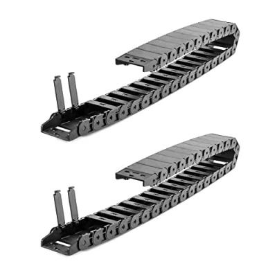 Image of QWORK 2 Pack R28 Semi Enclosed Type Cable Drag Chain Wire Carrier High Toughness Plastic 1M/3.28 Ft Length, 18mm x 50mm (Inner H Inner W)
