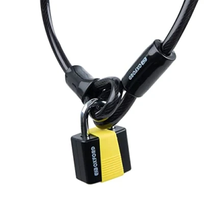 Image of Oxford Motorcycle Security Loop Lock10 Hooped Cable + Padlock 10mm x 1.8m LK222 Products, Smoke