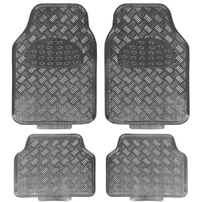 Image of EVOKK Heavy Duty 5kg Rubber Car Mats Non Slip Deep Dish Floor for Cars, SUVs, Vans &amp; Trucks Waterproof All Weather Protection (Front + Rear Set) (CARBON)