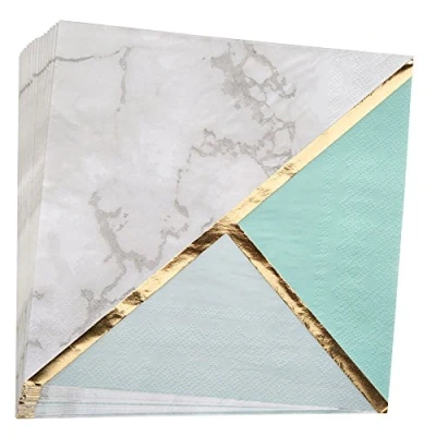 Image of Neviti 772577 Colour Block Marble Napkin, Mint
