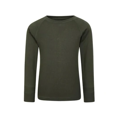 Image of Mountain Warehouse Talus Kids Base Layer Top Breathable &amp; Lightweight Moisture Wicking Baselayers, Boys Girls Shirt Autumn Winter, Outdoors, Travelling Hiking Khaki Size 5 6 Years