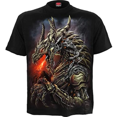 Image of Spiral Dragon Cogs T Shirt Black S