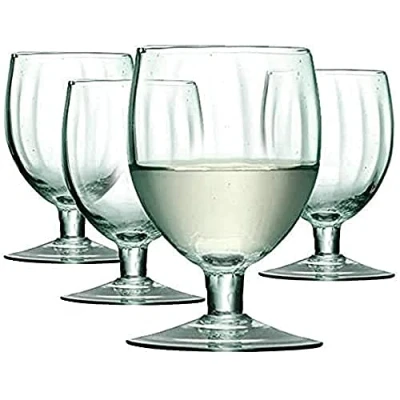 Image of LSA Mia Wine Glass 350ml Recycled/Part Optic Set of 4 Recycled Glassware MZ03, Clear Decorated