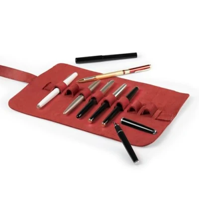 Image of Londo Genuine Leather Pen and Pencil Roll Case (Red), OTTO395