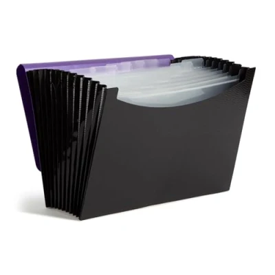 Image of Smead Expanding File, 12 Pockets, Elastic Closure, Letter Size, Wave Pattern Purple/Black (70862)