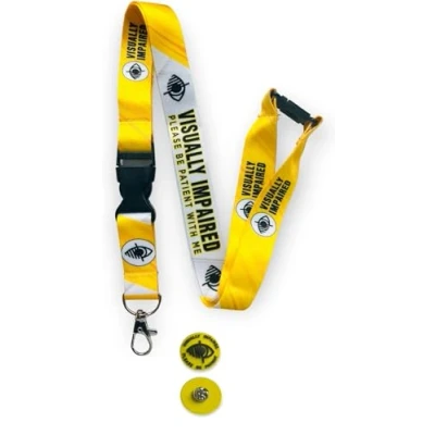 Image of Visually Impaired Please Be Patient with Me Lanyard/Badge Holder &amp; Mathcing Visual 3D Effect Pin Badge