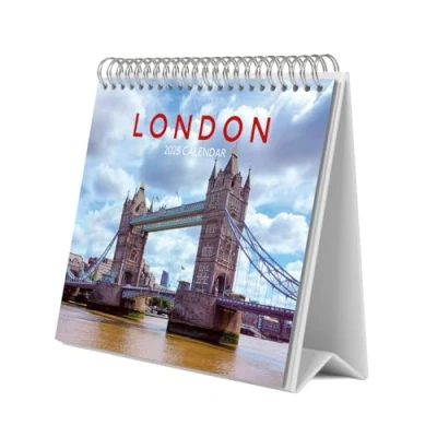 Image of Grupo Erik Desk Calendar 2025 London 8 x 7 inches 20 17 cm 12 Month Planner, Desktop 2025, England