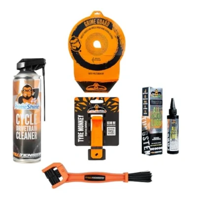 Image of Tru Tension Tyre Monkey &amp; Grime Guard Bundle Suitable for all Road, Mountain Race Bikes Bicycle Tools Accessories 5 Piece Kit