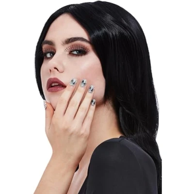 Image of Smiffys Make Up FX, Spiderweb Eyelash &amp; Nail Set Self Adhesive, Cosmetics and Disguises Fancy Dress, Spider Dress Disguises.
