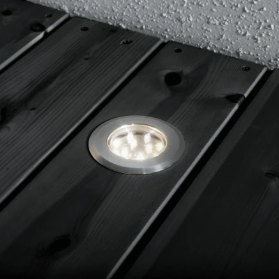 Image of Mini LED Outdoor 12V System Stainless Steel Recessed Ground Light Set Of 3, IP44