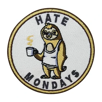 Image of Finally Home Hate Mondays Sloth Patch Iron On Animal Patches, Funny Work Patches