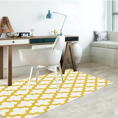 Image of Viniliko Carpet Celosia, Vinyl, Yellow and White, 66 x 100 3 cm