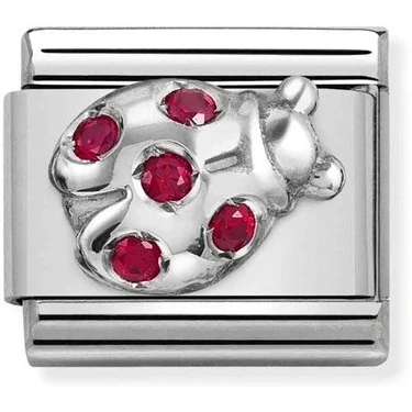 Image of Nomination Silver + Red Ladybug Charm
